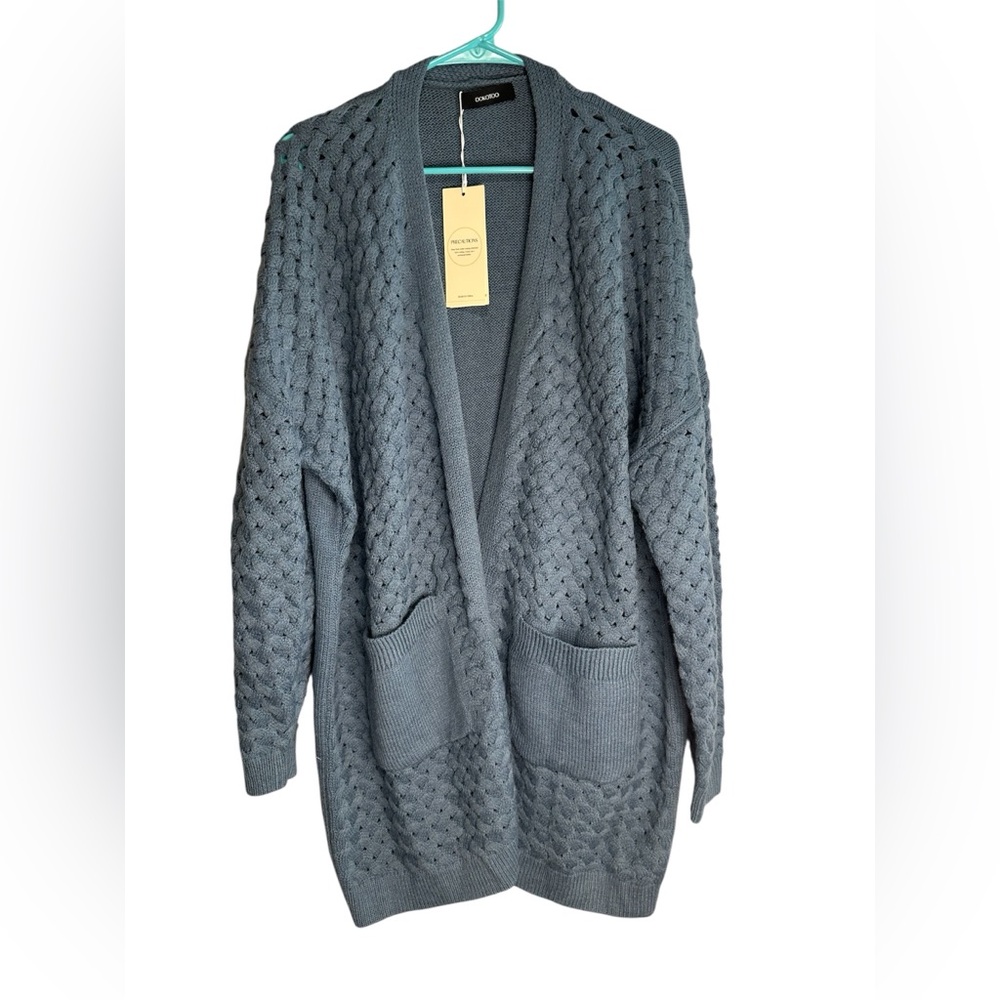 Dokotoo Elegant Charcoal Knit Cardigan